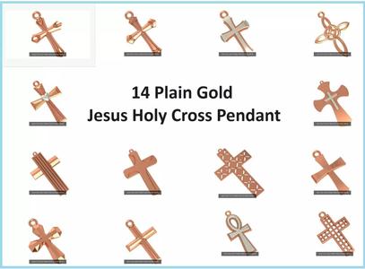 14 Plain Gold Jesus Holy Cross Pendant 3dm stl renders details  3D Model Collection