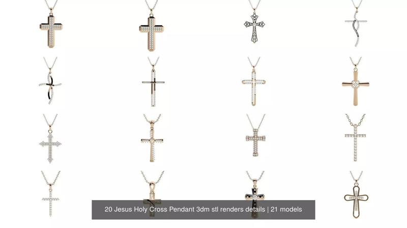 20 Jesus Holy Cross Pendant 3dm stl renders details 3D Model Collection