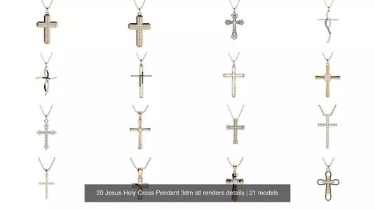 20 Jesus Holy Cross Pendant 3dm stl renders details 3D Model Collection