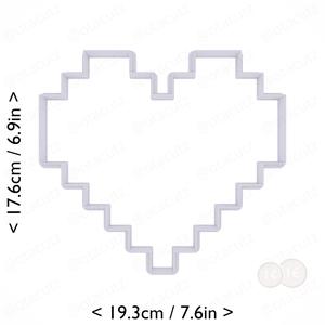 Pixel Heart Cookie Cutter 7.25in / 18.4cm