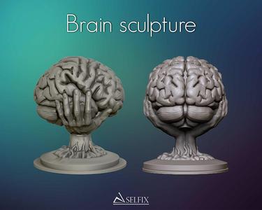Brain sculpture 3D print model