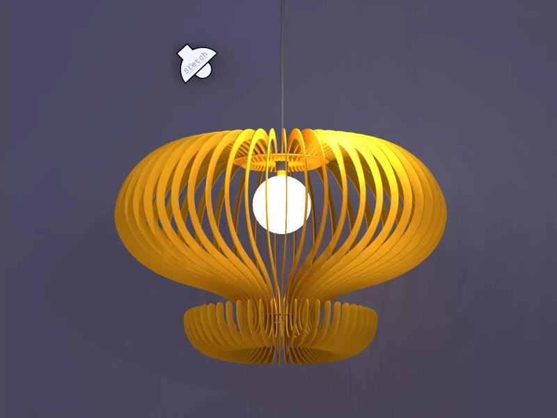 wood lamp cnc laser cut 3mm plywood