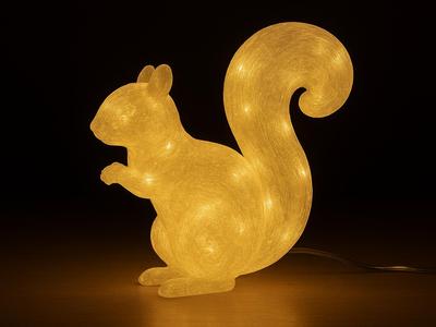 3D Luminous Squirrel with Internal LEDs (2 parts)