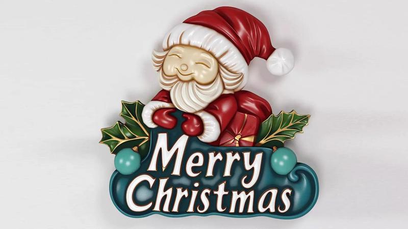 Merry Christmas Santa Claus 3D Relief
