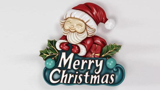 Merry Christmas Santa Claus 3D Relief