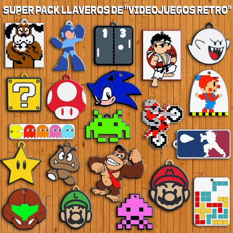 SUPER PACK 21 " RETRO VIDEO GAMES " / KEY CHAIN KEY RINGS