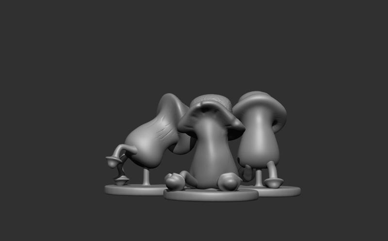 WALKING MUSHROOMS FAN ART CHARACTER  STL