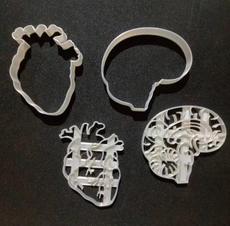 CUTTER COOKIES AND FONDANT WITH MARKER HEART AND BRAIN ANATOMY