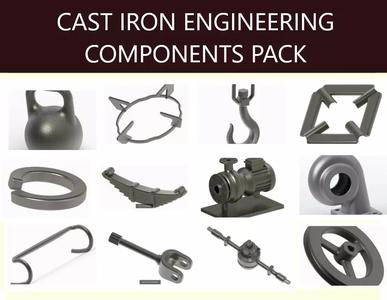CAST IRON ENGINEERING COMPONENTS PACK 3D Model Collection