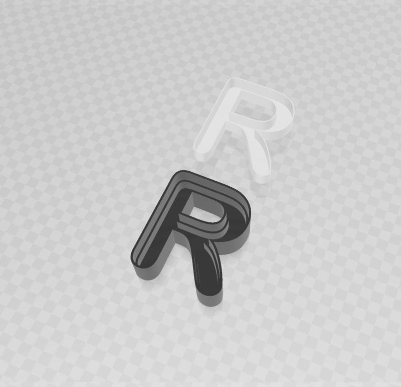 LED letter R body + cover