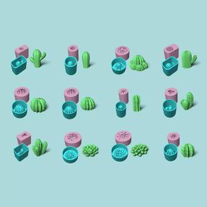 12 Cactus n Succulent - Silicon Mold Makers - Template Housing 3D Model Collection