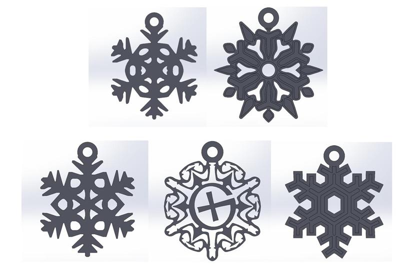 Christmas ornaments, snowflake Pack 5