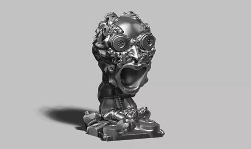 human robot head bust a03 3d print model