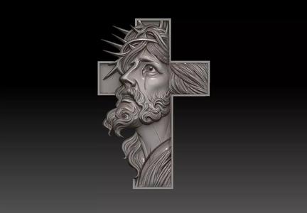 Jesus Christ Profile Relief with Cross