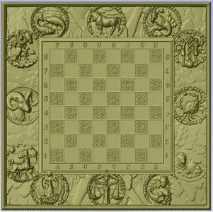 zodiac zodiac chessboard 3D Model STL for CNC Router or 3d printing chess chess board chessboard