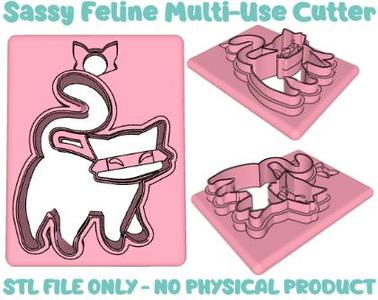 Sassy Feline polymer clay cutter STL file