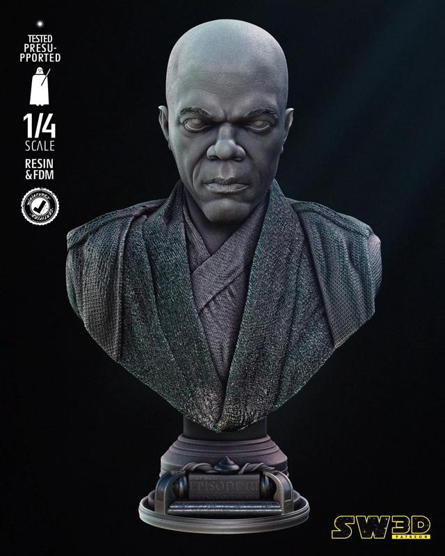 STAR WARS Mace Windu Bust Portrait Tested for 3D Printing