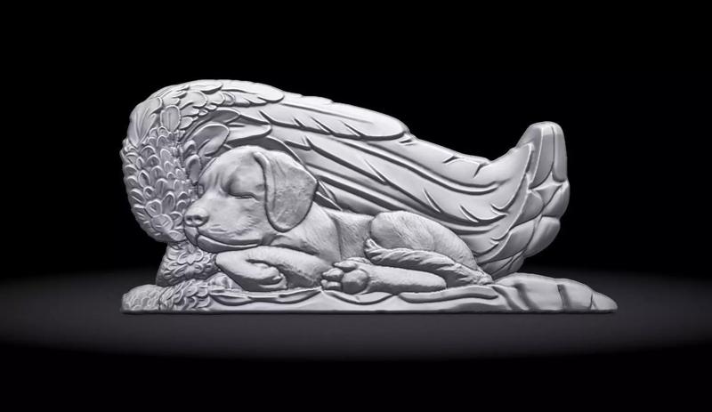 Sleeping Doggie Angel Bas Relief