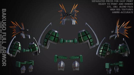 My Hero Academia Bakugo Full Armor and Grenadiers for Cosplay 3D Model Collection