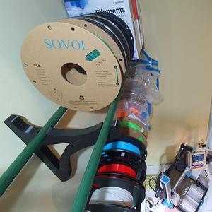 Filament rack using 16mm plastified metal gardening stakes