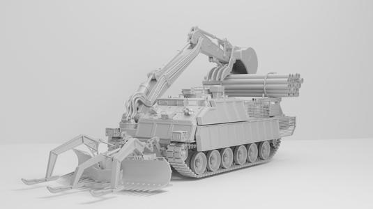 British Trojan AVRE TES CEV with mine plow