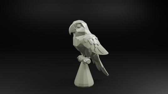 Low Poly Parrot on Stand - Stylized Bird STL File for 3D Printing v3
