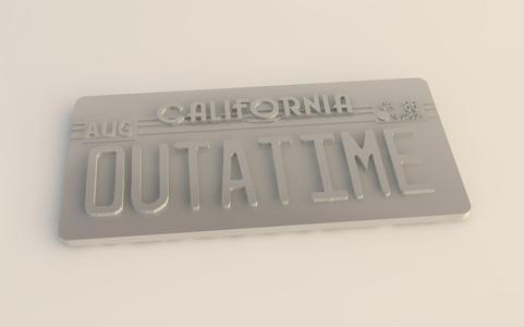 License plate of the machine Back to the Future