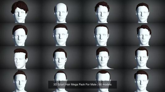 3D Short Hair Mega Pack For Male 3D Model Collection