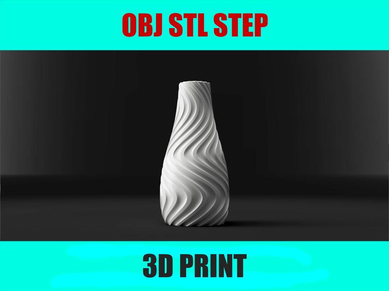 Origin Vase 3D Model | Wave Pattern Cylinder Vase | STL File for 3D Printing