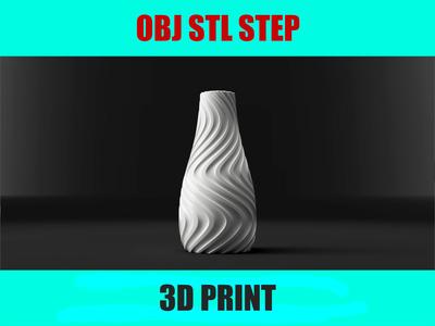 Origin Vase 3D Model | Wave Pattern Cylinder Vase | STL File for 3D Printing