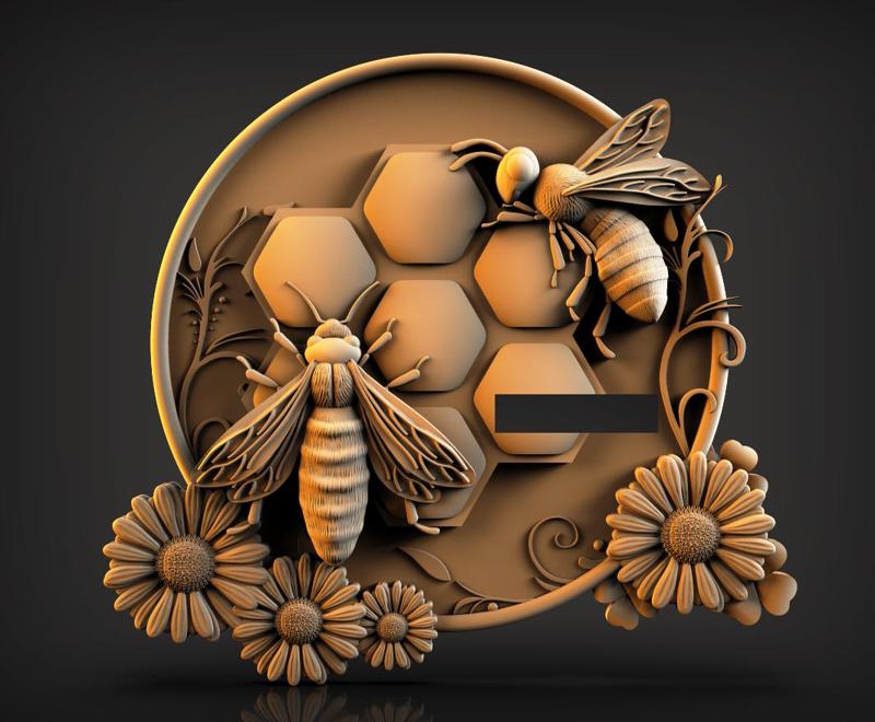 Bee 3D STL Model for CNC Router, Artcam, Vetric, Engraver, Relief, Carving, Cut 3D, Stl File For Cnc Router, Wall Decor