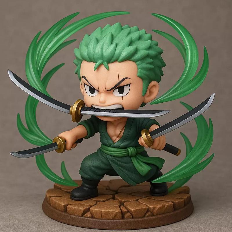 Chibi Anime Statue  Zoro Three Sword Style