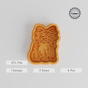 Yorkshire Terrier Cookie Cutter & Stamp Set, 6-Piece Puppy Design, Small to Large Sizes, Perfect for Fondant & Cookies