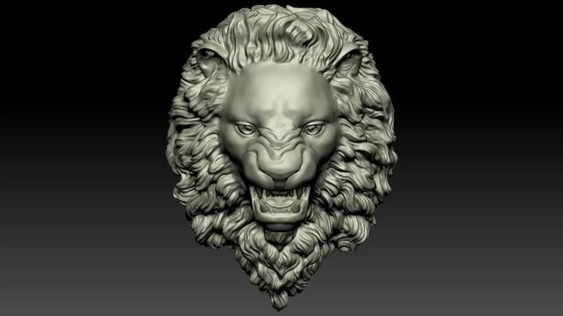 Lion Head Relief  3D Print Model