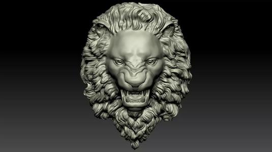 Lion Head Relief  3D Print Model