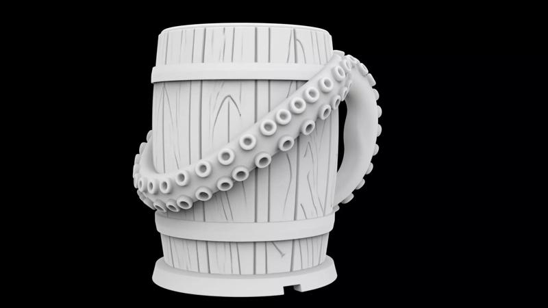 Kraken Barrel Pint Holder 3D Printable Utility Mug