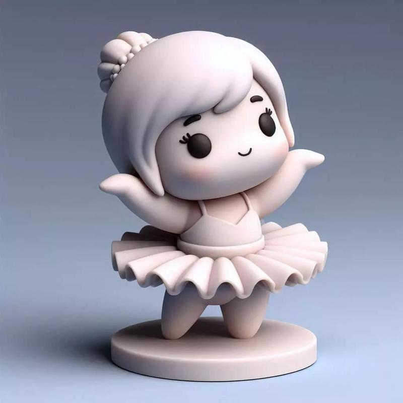 Kawaii Chubby Girl in Tutu Trying Ballet Pose