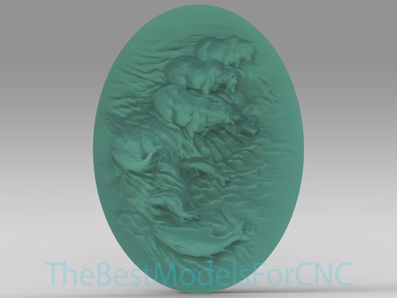 3D Model STL File for CNC Router Laser & 3D Printer Three Bears Fishing