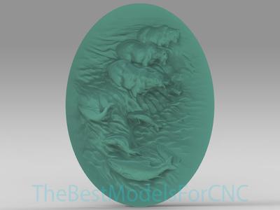 3D Model STL File for CNC Router Laser & 3D Printer Three Bears Fishing