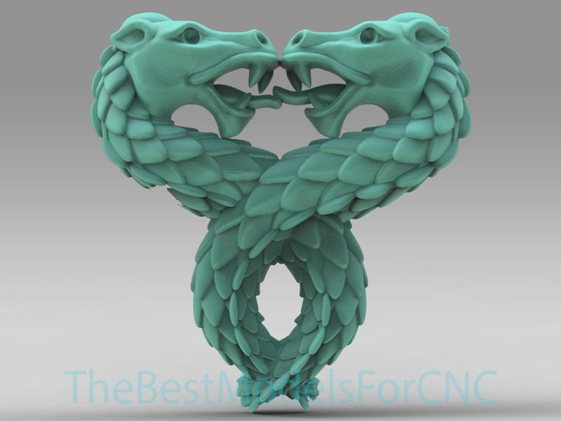 3D Model STL File for CNC Router Laser & 3D Printer Twisted Dragons