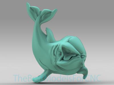 3D Model STL File for CNC Router Laser & 3D Printer Dolphin Front