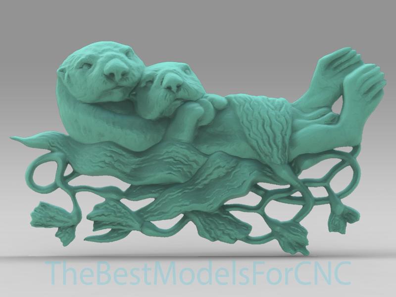 3D Model STL File for CNC Router Laser & 3D Printer Otters Hugging