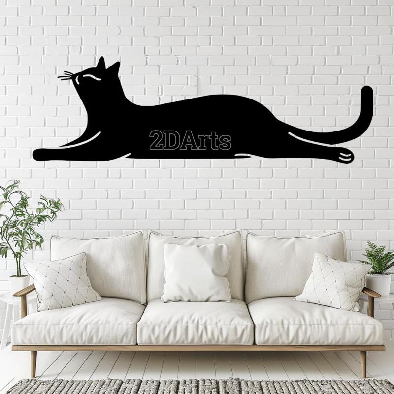 Cat Stretching 2D Wall Art/Window Art STL & SVG File for 3D Printing and Laser Cutting