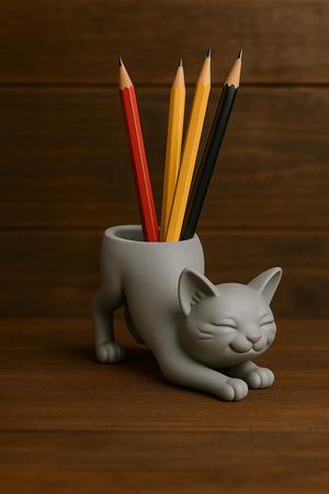 🐱 Cute Cat Pencil Holder – STL File for 3D Printing