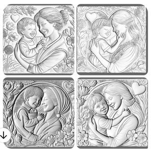 Maternal Love: Bas Relief Art Collection,Bas-Relief, 3d Print, CNC Stl Model