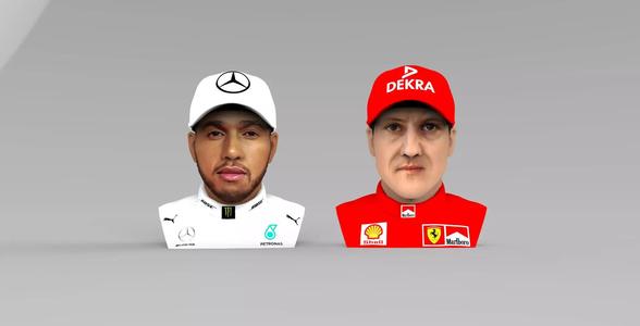 Michael Schumacher Lewis Hamilton busts full color 3D printing 3D Model Collection