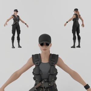 Sarah Conor Lowpoly Rigged