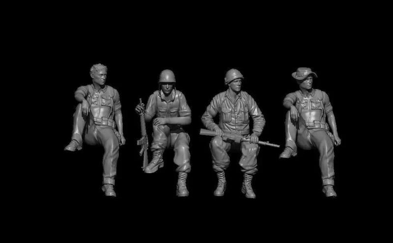 PACK OF 4 SITTING AMERICAN SOLDIERS VIETNAM