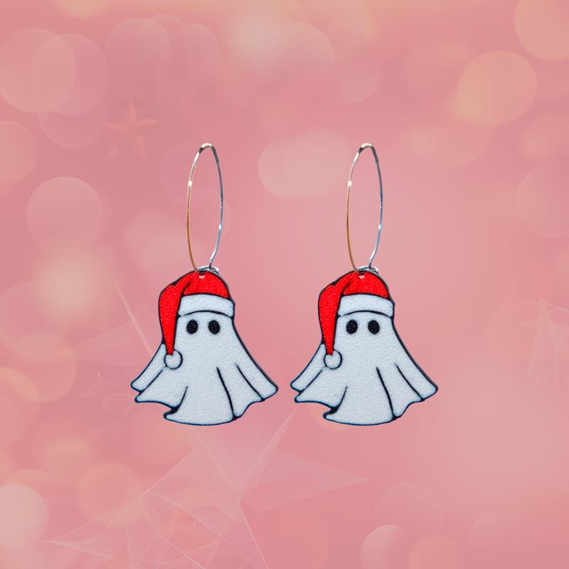 Ghost Santa Christmas earrings