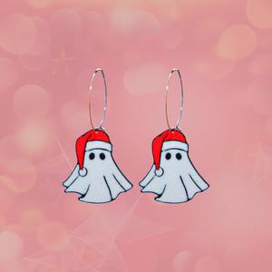 Ghost Santa Christmas earrings